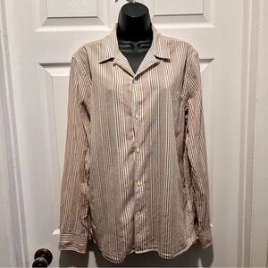 Banana Republic Top Shirt Untucked Slim Fit Buttons Stripes Medium Women